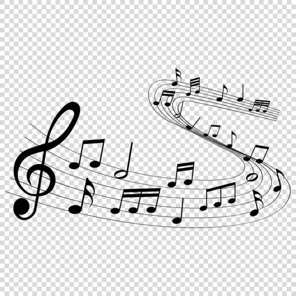 Notes Musicales Mélodie Sur Fond Transparent — Image vectorielle