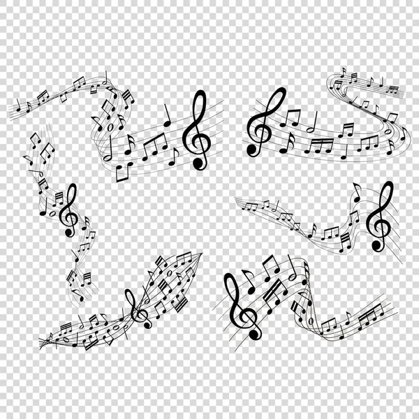 Musical Notes Melody Transparent Background — Stock Vector