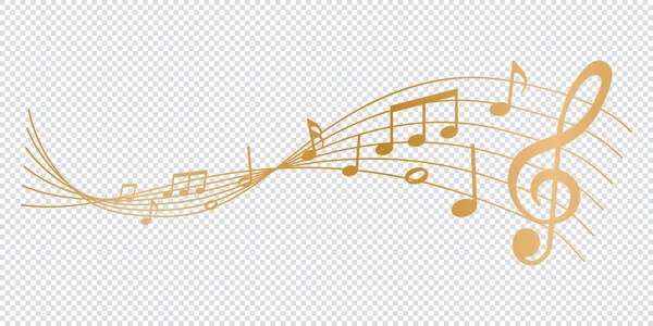 Melodia Note Musicali Oro Sfondo Trasparente — Vettoriale Stock