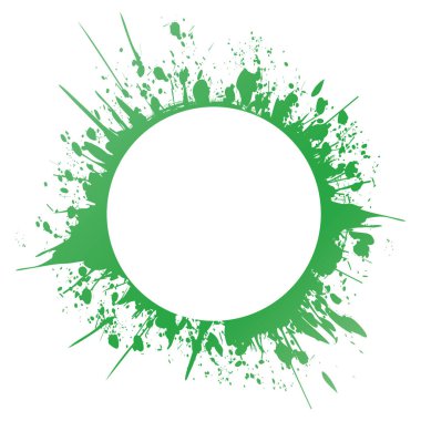 Tasarım elementiniz için yer ile boyanmış yeşil fırça mürekkep çerçevesi