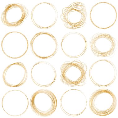 Beyaz arkaplanda altın fırça yuvarlak çerçeve pankartları