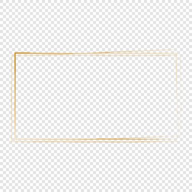 Altın fırça çerçevesi. Şeffaf arkaplanda vektör tasarımı ögesi