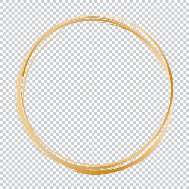 Altın fırça yuvarlak çerçeveli. Şeffaf arkaplanda vektör tasarımı ögesi