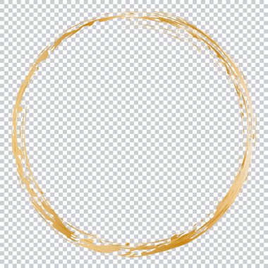 Altın fırça yuvarlak çerçeveli. Şeffaf arkaplanda vektör tasarımı ögesi
