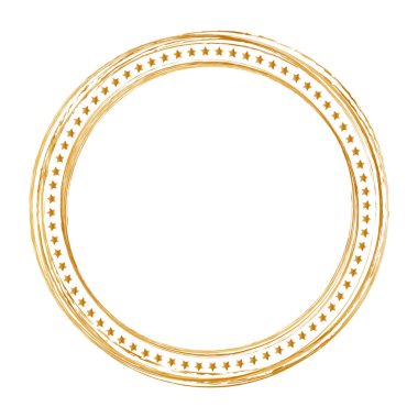 Beyaz arkaplanda altın fırça yuvarlak çerçeve pankartları