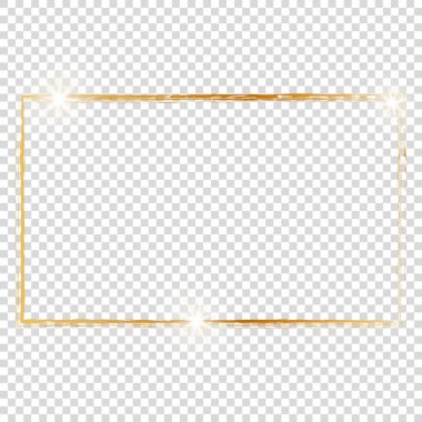 Altın fırça çerçevesi. Şeffaf arkaplanda vektör tasarımı ögesi