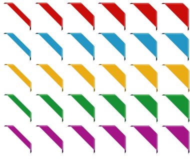 Beyaz arkaplanda izole edilmiş köşe kurdele pankartı