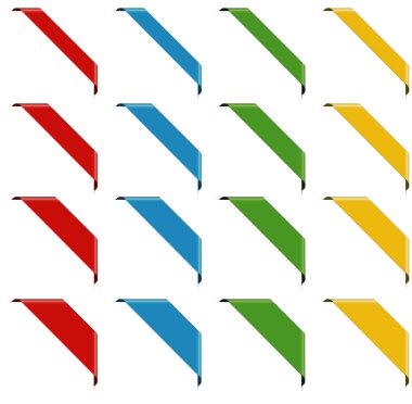 Beyaz arkaplanda izole edilmiş köşe kurdele pankartı