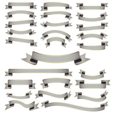 Şeffaf arkaplanda kurdele pankartı seti