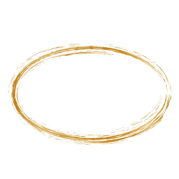Gold Pinsel Runde Rahmen Banner Auf Weißem Hintergrund — Stockvektor