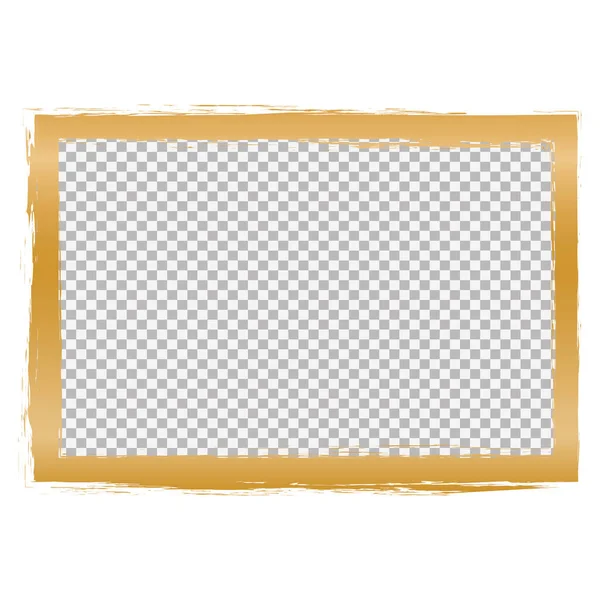 Gouden Penseel Frame Vector Design Element Transparante Achtergrond — Stockvector