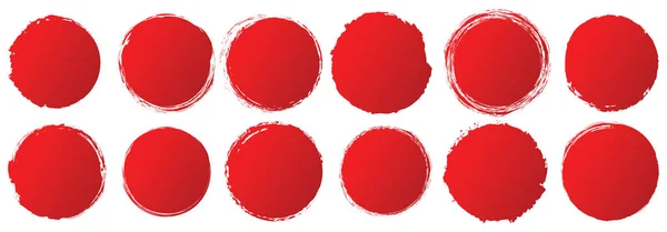 Set Red Banners Brush Painted Circle Transparent Background — Stock Vector