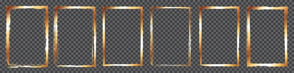 Набор Рамок Золотого Баннера Прозрачном Фоне — стоковый вектор