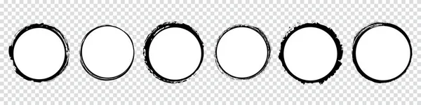 一套黑色圆形横幅 透明背景的画圈 — 图库矢量图片