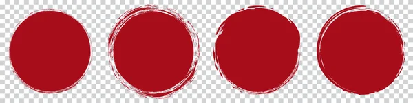 Set Roter Runder Banner Pinsel Gemalter Kreis Auf Transparentem Hintergrund — Stockvektor