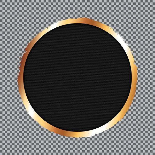 金色の枠と透明な背景の丸黒のバナー — ストックベクタ