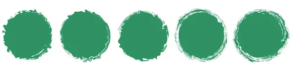 Zielony Okrągły Pędzel Malowany Okrągły Sztandar Białym Tle — Wektor stockowy