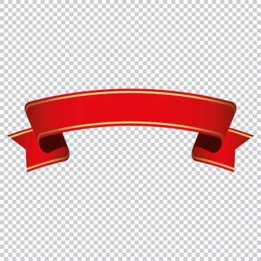 Şeffaf arkaplanda kırmızı kurdele pankartı etiketi