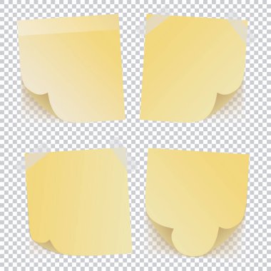 Şeffaf arkaplan üzerine sarı not kağıdı