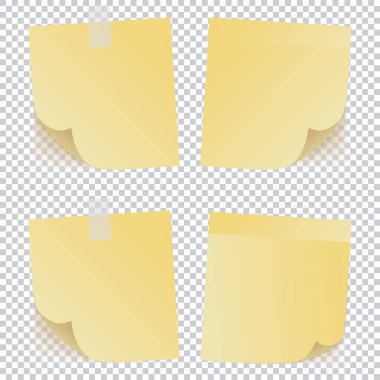 Şeffaf arkaplan üzerine sarı not kağıdı