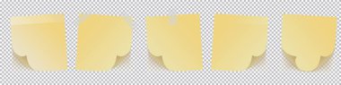 Şeffaf arkaplan üzerine sarı not kağıdı