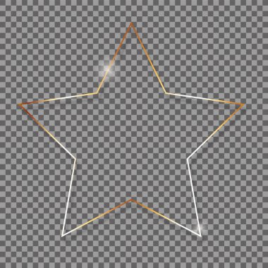 Şeffaf arkaplanda altın yıldız metal çerçeve