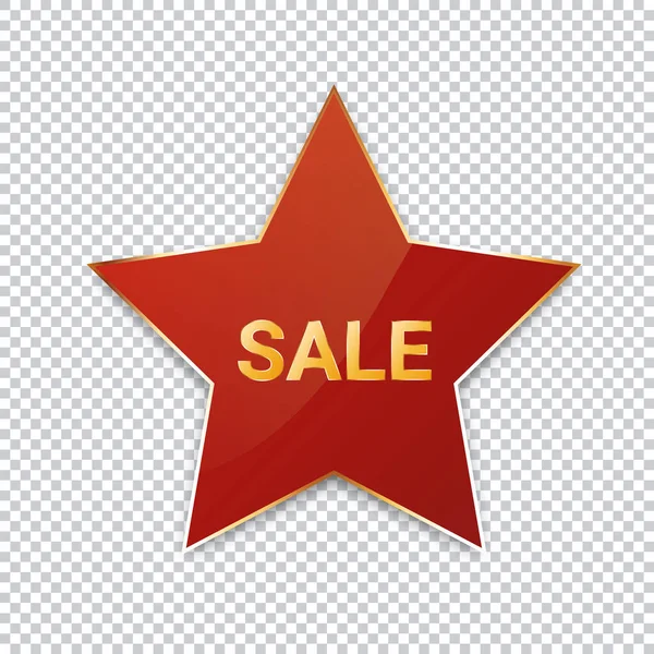 Sale Red Star Banner Transparent Background — Stock Vector