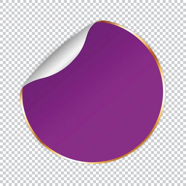 透明背景的金框银角紫色圆形贴纸旗帜 — 图库矢量图片