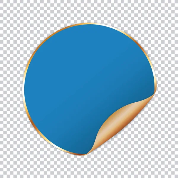 蓝色圆形贴纸横幅 带有金框和透明背景的金角 — 图库矢量图片