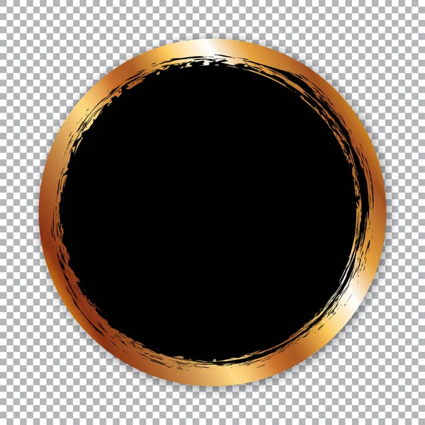 Schwarzes Rundes Aufkleberbanner Mit Goldrahmen Und Goldecke Auf Transparentem Hintergrund — Stockvektor
