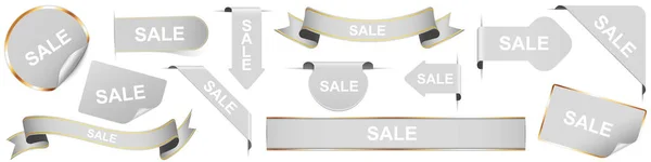 Sale Set Different White Banners Ribbons Stickers Other Vector Design — Stock Vector