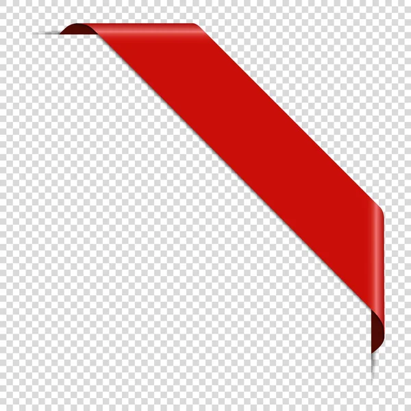 Červená Rohová Stuha Banner Izolované Průhledném Pozadí — Stockový vektor
