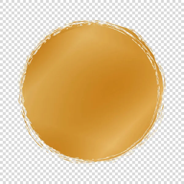 Gold Rundes Banner Pinsel Gemalter Kreis Auf Transparentem Hintergrund — Stockvektor