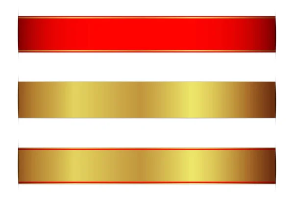 Arany Piros Szalag Banner Átlátszó Háttér — Stock Vector