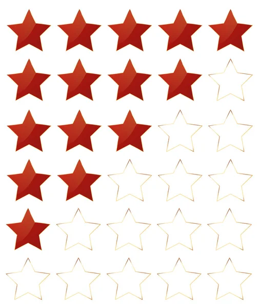Estrellas Rojas Para Calificación Del Producto Del Cliente — Vector de stock