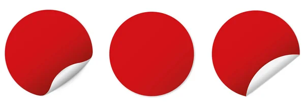Készlet Piros Kerek Matrica Banner Fehér Háttér — Stock Vector
