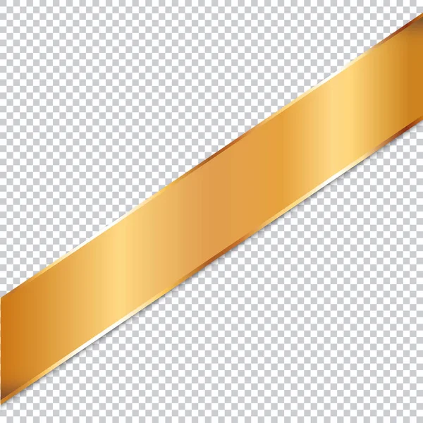 Bandera Larga Cinta Oro Sobre Fondo Transparente — Vector de stock