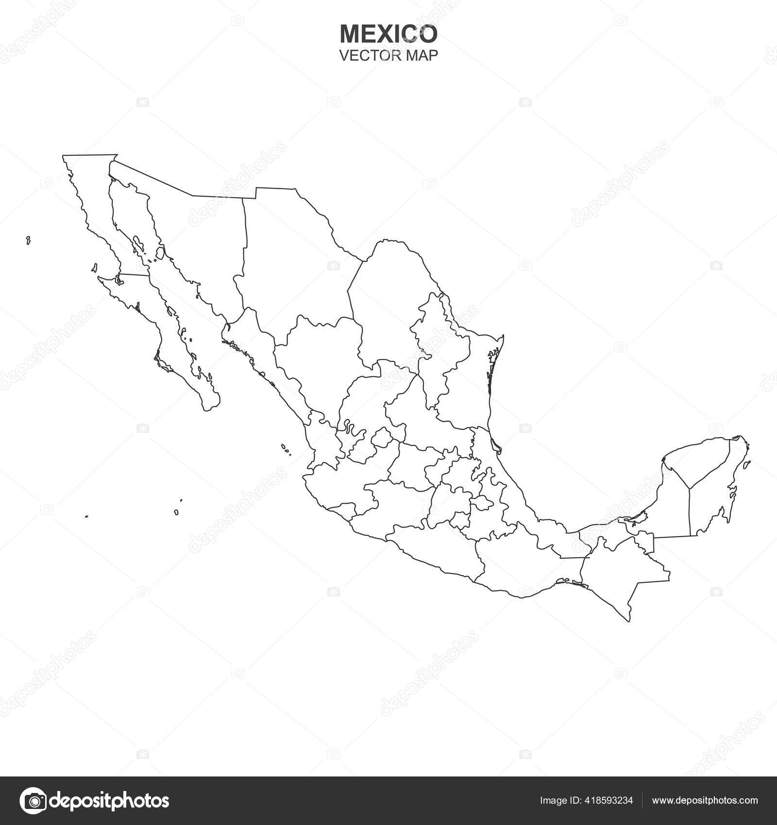 Political Map Mexico Isolated White Background Stock Illustration by ...