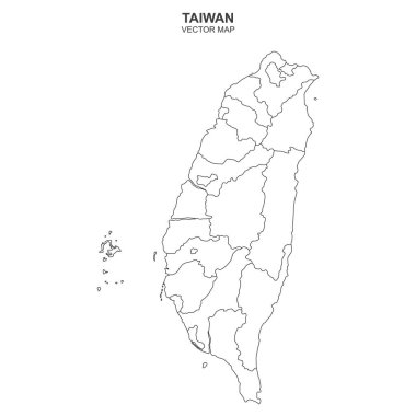 Beyaz arkaplanda Tayvan 'ın vektör haritası