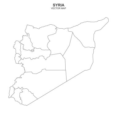 Suriye 'nin siyasi haritası beyaz arkaplanda izole