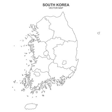 Güney Kore 'nin siyasi haritası beyaz arka planda izole edildi