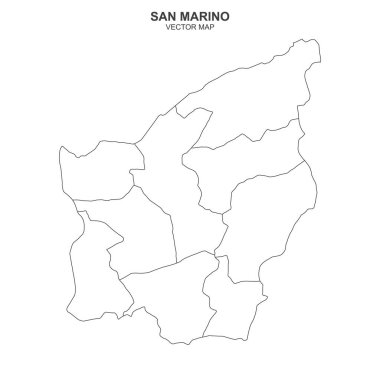 Beyaz arka planda izole edilmiş San Marino siyasi haritası