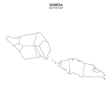 Samoa 'nın siyasi haritası beyaz arkaplanda izole