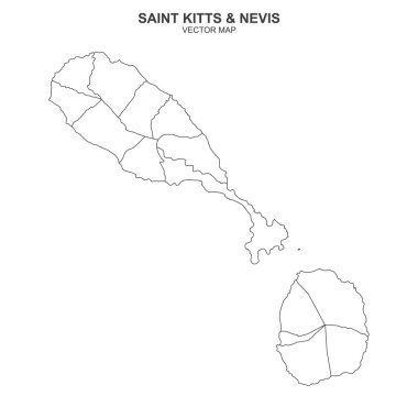 Saint Kitts & Nevis 'in siyasi haritası beyaz arkaplanda izole edildi