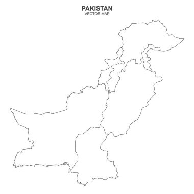 Pakistan 'ın siyasi haritası beyaz arkaplanda izole