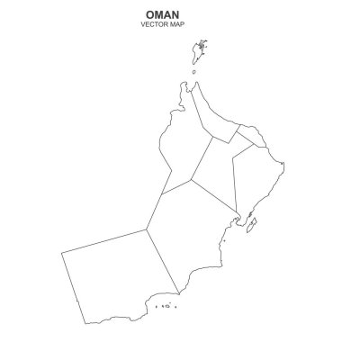 Umman 'ın siyasi haritası beyaz arkaplanda izole edildi