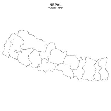 Beyaz arkaplanda izole edilmiş Nepal 'in siyasi haritası