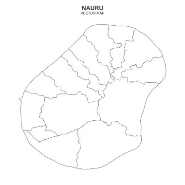 Nauru 'nun siyasi haritası beyaz arkaplanda izole edildi