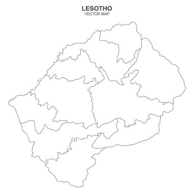 Lesotho siyasi haritası beyaz arkaplanda izole