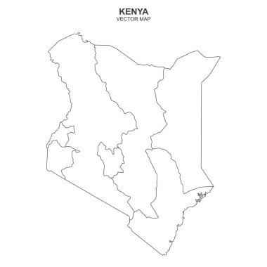 Kenya 'nın siyasi haritası beyaz arkaplanda izole